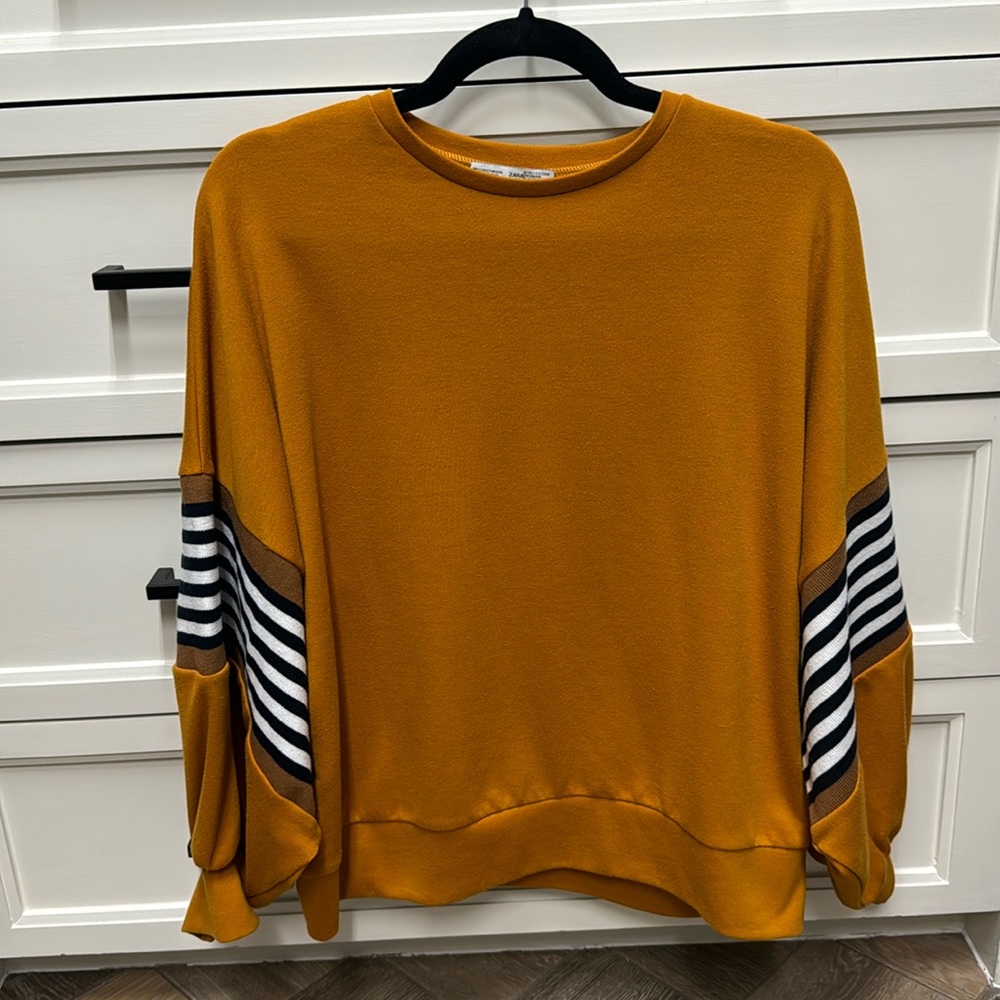 Zara - oversized mustard sweater with stripe detail on sleeve
